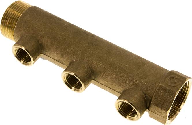 Verteilerrohr G 1-1/4"(IG/AG), Abgang 3 x G 1/2" (IG)