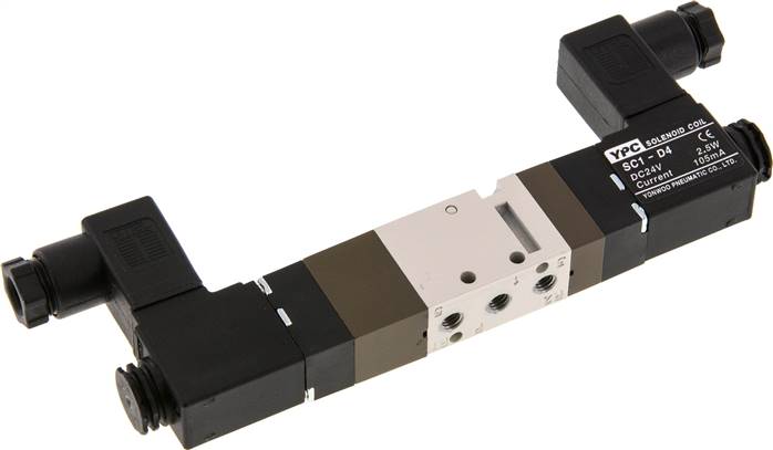 5/3-Wege Magnetventil, M 5, Mittelstellung geschlossen, 12 V=