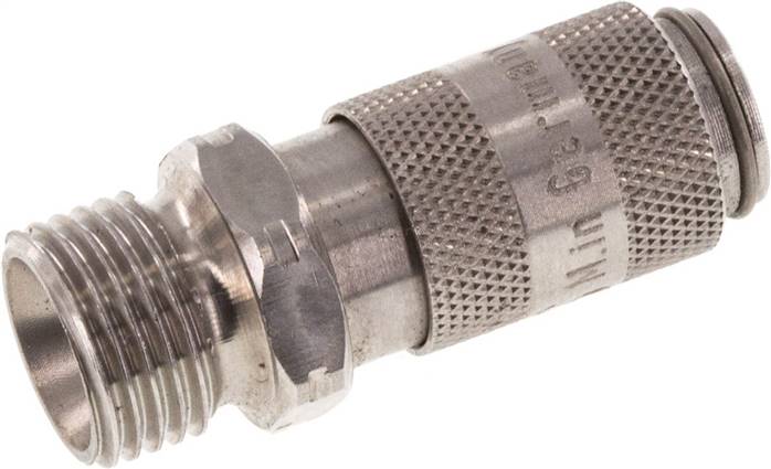 Schnellkupplung (NW2,7) G 1/8"(AG), 1.4404, für Stecker beidseitig absperrend