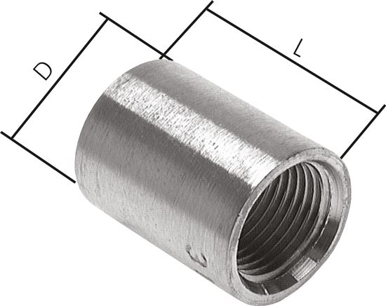 Anschweißmuffe Rp 1/2"-15mm, 1.4571 (DIN2986-halb)