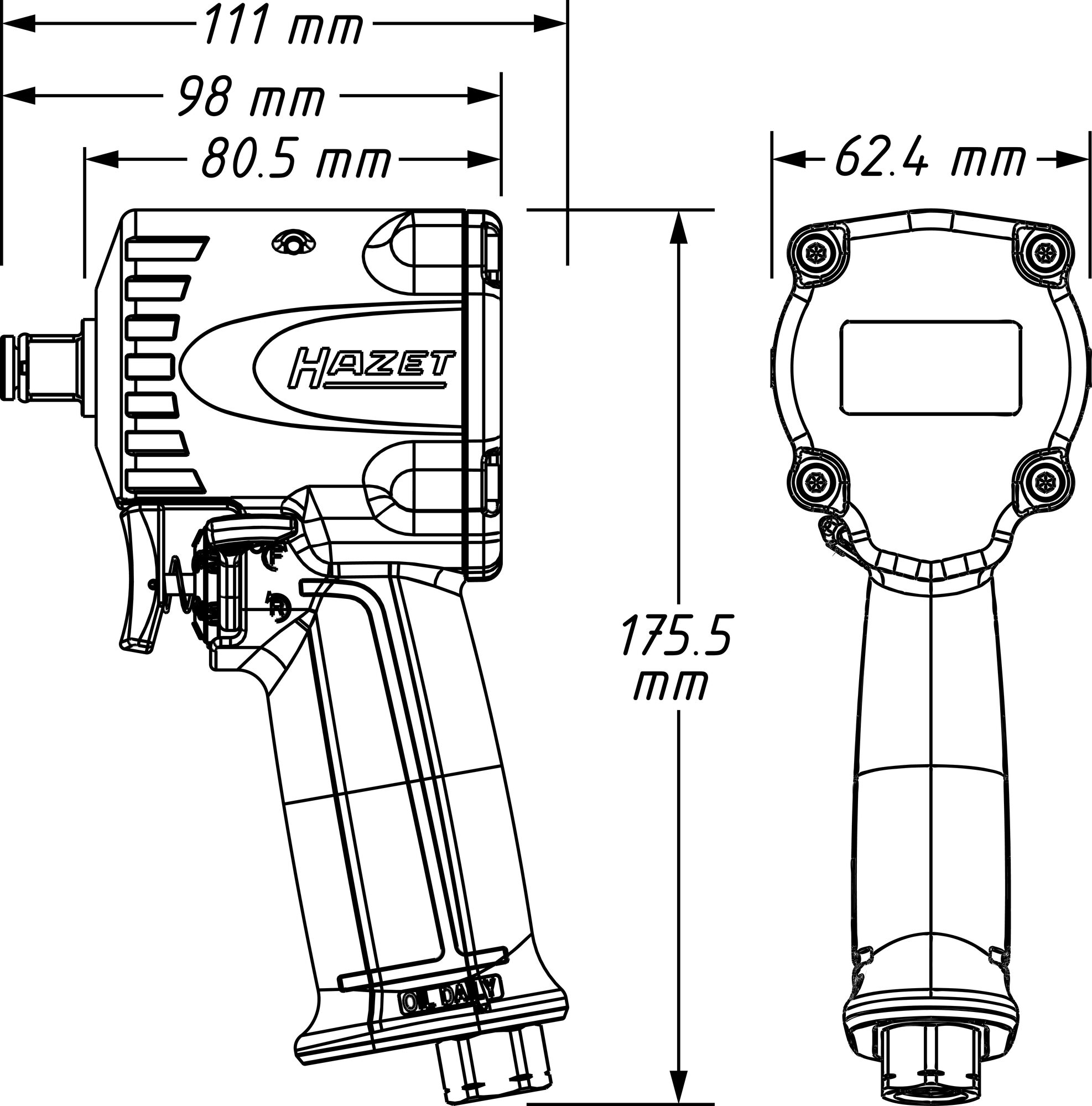 HAZET 1/2" Druckluft-Schlagschrauber 9012M-1 extra kurz