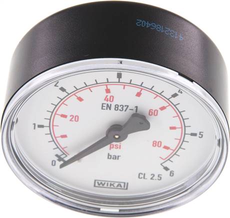 Manometer waagerecht (KU/Ms), 63mm, 0 - 6 bar, G 1/4"