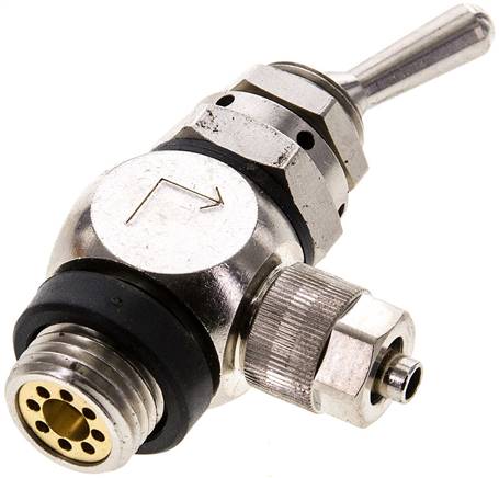 Kipphebelventil 3/2-Wege, Druckeingang: Hohlschraube, 6 x 4 mm (außen x innen)-G 1/4"