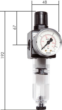 MULTIFIX Filterregler, abschließbar, G 1/4", 0,5 - 16bar, Baureihe 1, Metallbehälter