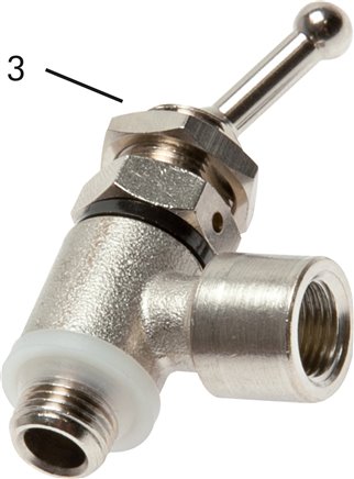 Kipphebelventil 3/2-Wege, Druckeingang: Ringstück, G 1/4" (IG)-G 1/4" (AG)