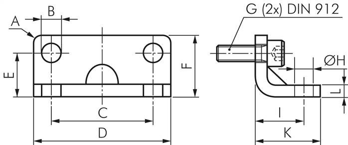 Fußbefestigung für Kompaktzylinder 80 mm
