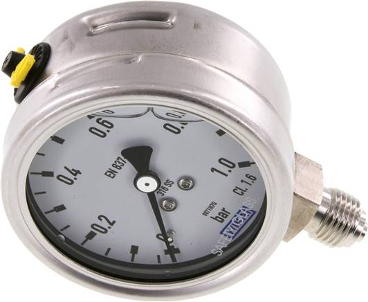 Chemie-Glycerin-Manometer senkrecht, 63mm, 0 - 1 bar