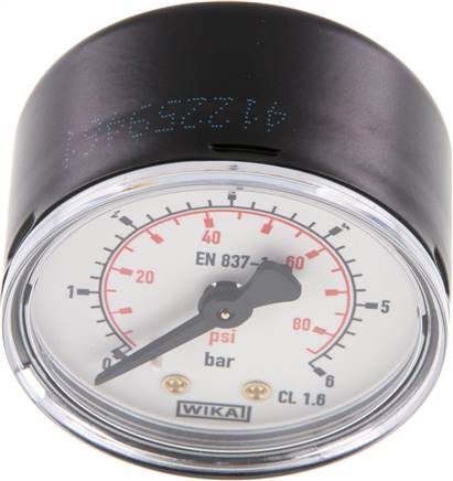 Manometer waagerecht (ST/Ms), 50mm, 0 - 6 bar, G 1/4"