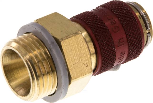 Schnellkupplung (NW5) G 3/8"(AG), Messing, rot