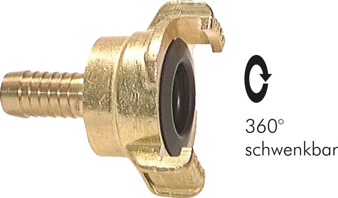 GK-Schlauchkupplung,13 (1/2")mm Schlauch, Messing drehbar, 25 bar
