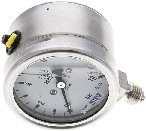 Gly.-Sicherheits-Manometer senkrecht,63mm, 0 - 10 bar