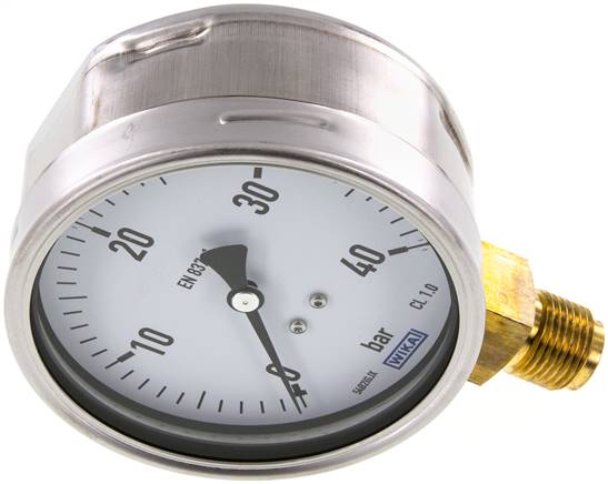 Manometer senkrecht (CrNi/Ms), 100mm, 0 - 40 bar