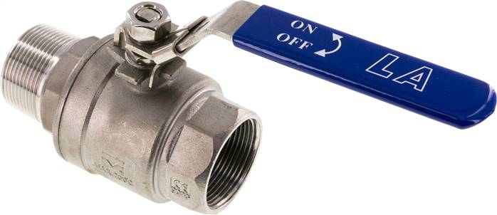 Edelstahl-Kugelhahn, Eco-Line leicht, R 1-1/2" / Rp 1-1/2", 0 bis 63bar