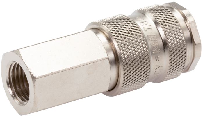 Schnellkupplung (NW7,2) G 1/4"(IG), Stahl gehärtet, vernickelt / Messing vernickel