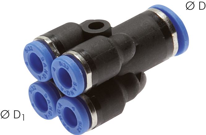 Steckanschluss-4-fach Verteiler 6mm-4mm, IQS-Standard