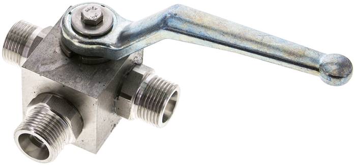 ES-Hochdruck-3-Wege Kugelhahn, L-Bohrung, 12 S (M20x1,5), 0 bis 400bar