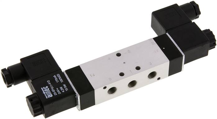 5/3-Wege Magnetventil, G 1/8", Mittelstellung geschlossen, 12 V=, NW 6, 3-8bar