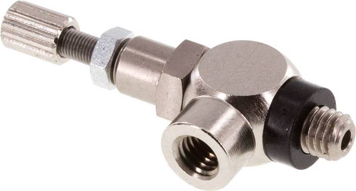 Drosselrückschlagventil M 5, abluftregelnd (B), Messing, Rändelschraube und Kontermutter