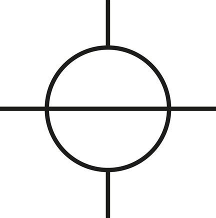 4-Wege Kugelhahn, PFA, G 1/4", PN 10, Durchgangsbohrung