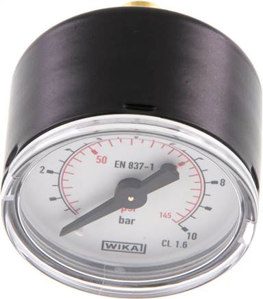 Manometer waagerecht (ST/Ms), 40mm, 0 - 10 bar, G 1/8"