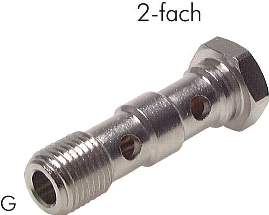Hohlschraube, 2-fach G 1/4"-46,0mm, Messing vernickelt