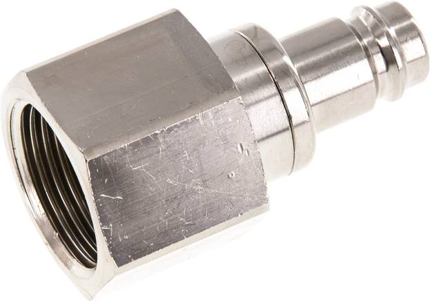 Kupplungsstecker (NW10) G 3/4"(IG), Messing vernickelt, beidseitig absperrend