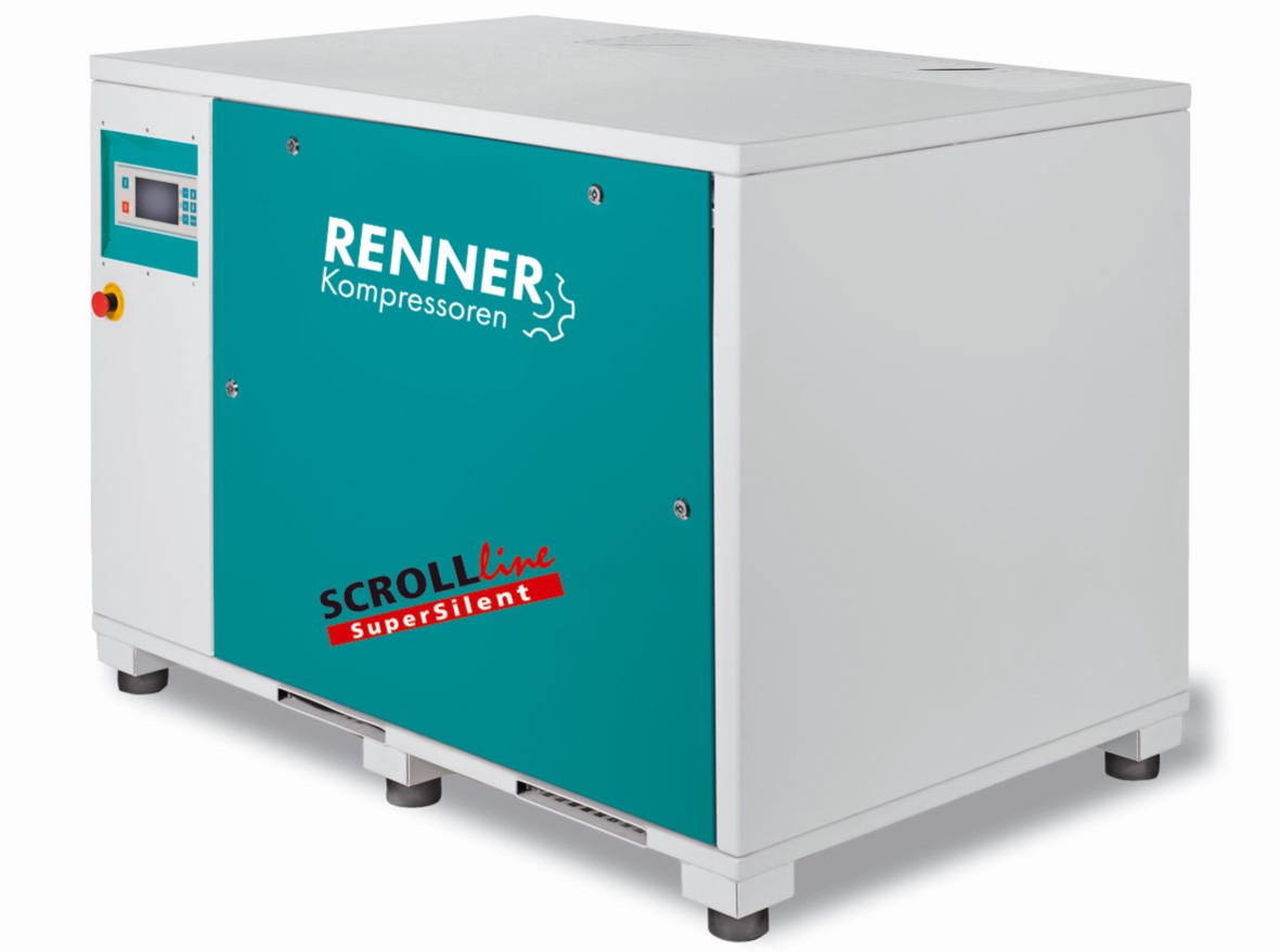 RENNER-Scrollkompressor SuperSilent SLKM-S 7,5 10 bar als Mehrfachanlage mit Kältetrockner-Ölfrei
