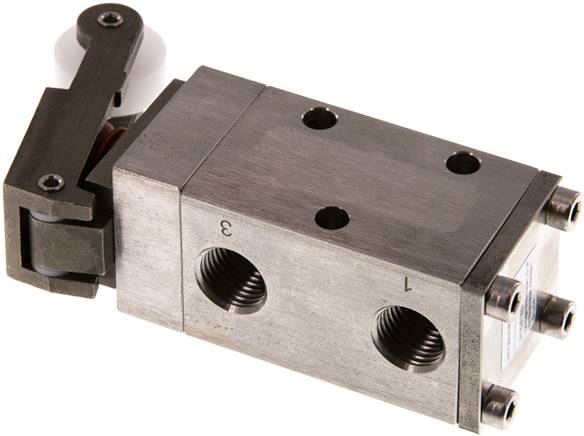 3/2-Wege (NC/NO)-Endschalter, G 1/4", Rollenhebel, Edelstahl