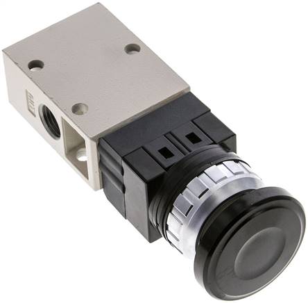 3/2-Wege Ventil G 1/4", Pilztaster schwarz