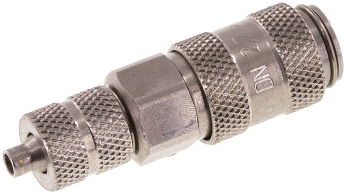 Schnellkupplung (NW2,7) 4,3x3mm Schlauch, Edelstahl