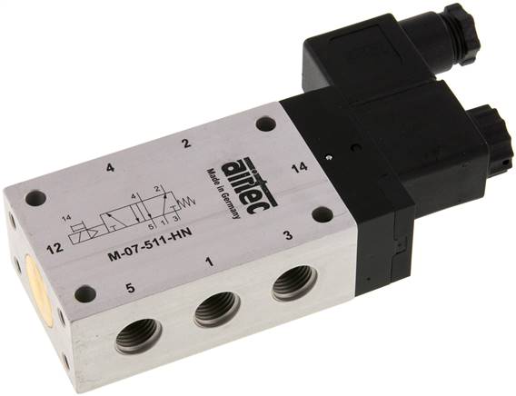 5/2-Wege Magnetventil, G 1/4", Feder, 12 V=