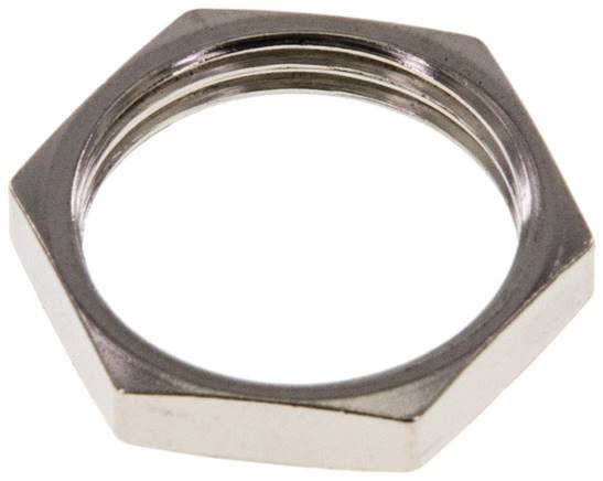 Sechskant-Gegenmutter M 20x1,5, Messing vernickelt
