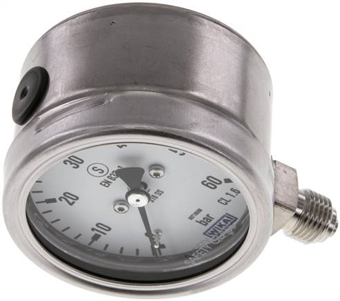 Sicherheits-Manometer senkrecht, 63mm, 0 - 60 bar