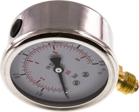 Glycerin-Manometer senkrecht (CrNi/Ms), 63mm, 0 - 0,6 bar -Eco-Line