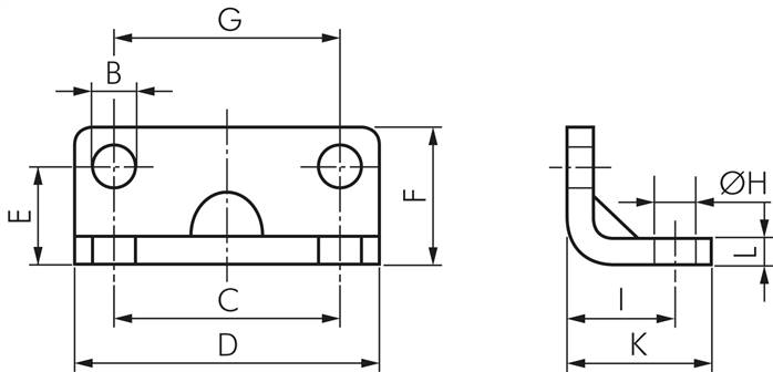 Fußbefestigung für Kompaktzylinder 25 mm