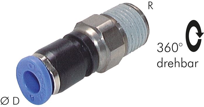 Gerade Drehverschraubung R 1/4"-6mm, IQS-Standard