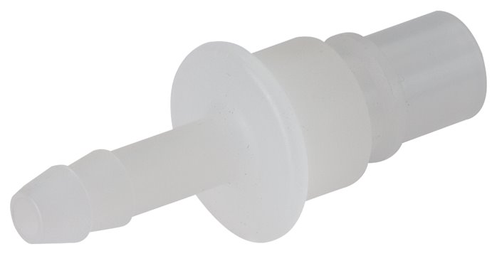 Kupplungsstecker (NW7,2) 13 (1/2") mm Schlauch, PVDF absperrend, beidseitig absperrend