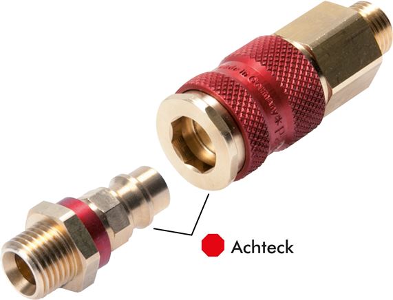 Schnellkupplung (NW7,2) G 1/4"(AG), rot, Achteck SW12