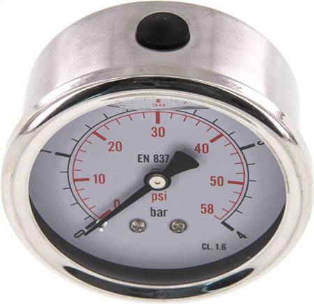 Glycerin-Manometer waagerecht (CrNi/Ms),63mm, 0 - 4bar -Eco-Line