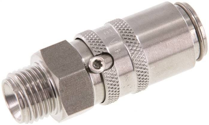 Temperier-Schnellkupplung 9mm Zapfen,G 1/4"(AG), 1.4305, für Stecker beidseitig absperrend