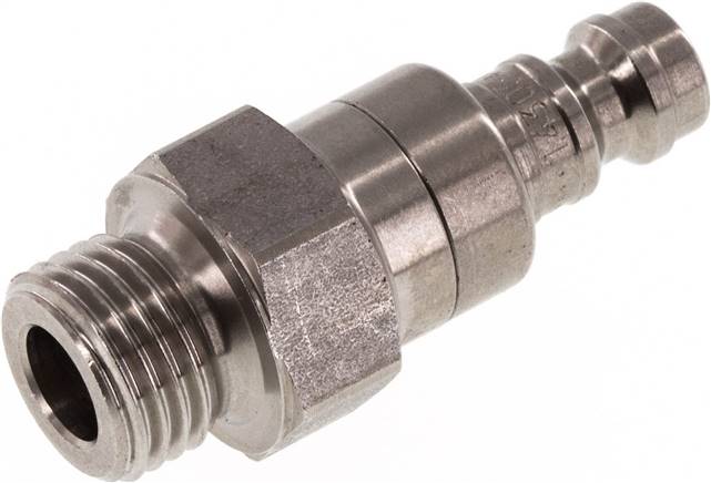 Kupplungsstecker (NW5) G 1/4"(AG), Edelstahl, beidseitig absperrend