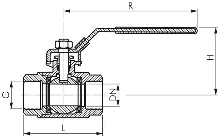 Edelstahl-Kugelhahn, G 2-1/2", 0 bis 40bar