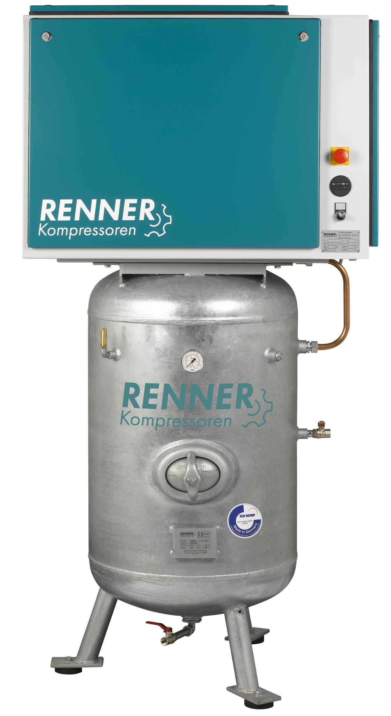 RENNER RIKO 960/270 ST-S Industrie-Kolbenkompressor 10bar - Behälter, Schalldämmhaube