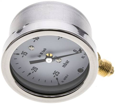 Manometer senkrecht 63mm, -25 bis 0 mbar, G 1/4"