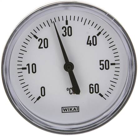 Bimetallthermometer, waagerecht D80/0 bis +60°C/40mm, Kunststoffgehäuse