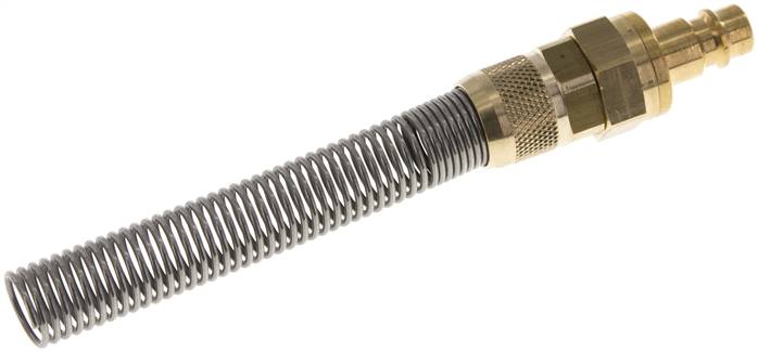 Kupplungsstecker (NW7,2) 12x9mm Schlauch m. Knickschutz, beidseitig absperrend