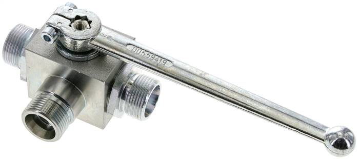 Hochdruck-3-Wege Kugelhahn, L-Bohrung, 16 S (M24x1,5), 0 bis 400bar