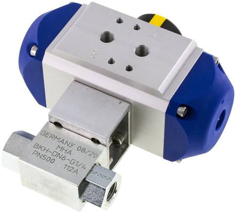 Pneumat. Hochdruck-Kugelhahn, Stahl, doppeltwirkend, G 1/4"