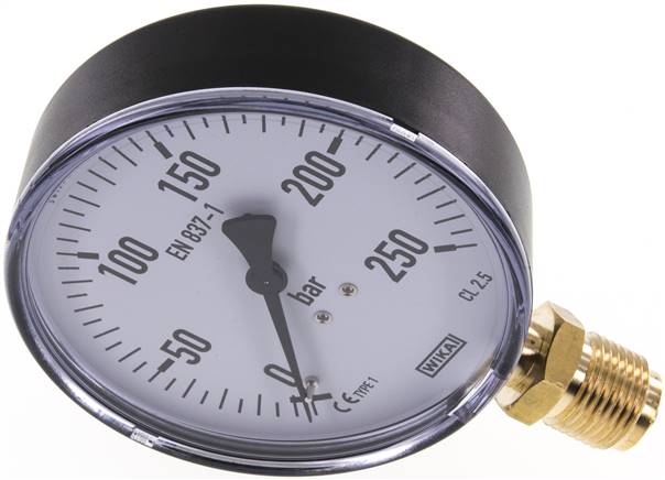 Manometer senkrecht, 100mm, 0 - 250 bar