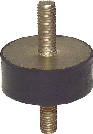 Gummi-Metall-Puffer beidseitig mit Gewindestift M 12 x 37, D= 75 - H= 25 mm